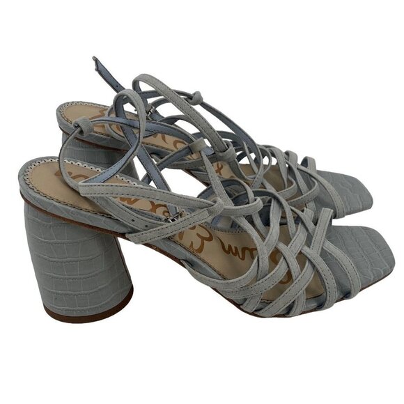 SAM EDELMAN Size 8.5 Cloud Blue Leather Daffodil Strappy Heeled Sandal - Picture 3 of 10